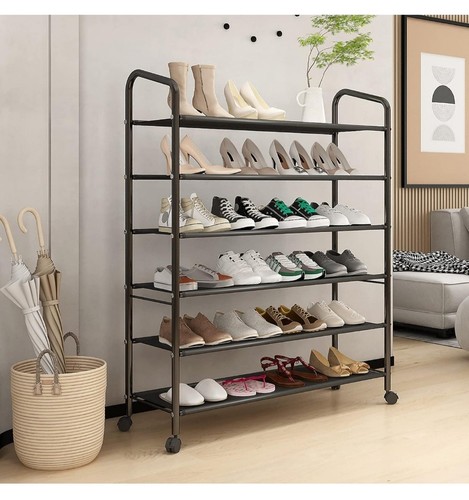 Hohes 6-stufiges Schuhregal aus Metall, Schuhregal aus Vliesstoff, große Aufbewahrungsregale mit - Bild 2 von 8