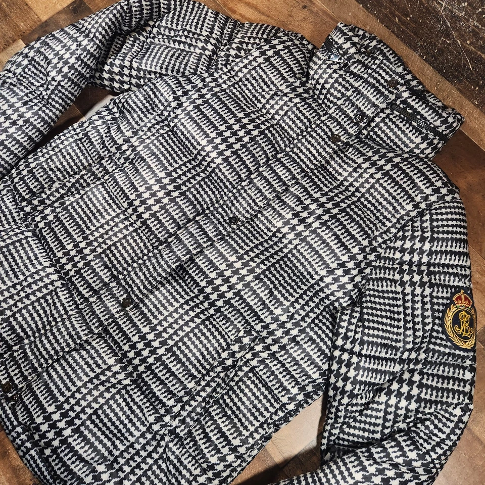 Chaqueta Ralph Lauren Mujer Abrigo Grande Abombado Pata de Gallo Agrandado Cuadros Glen Foto 3 de 4