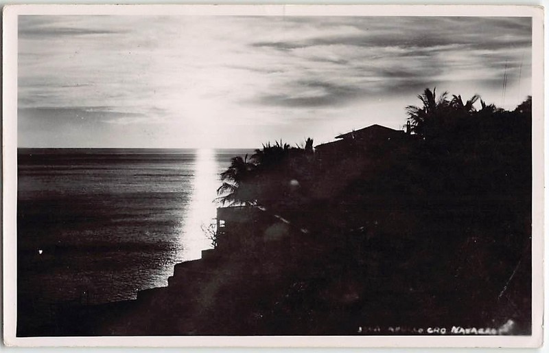 RPPC Beach Sunset Scene ACAPULCO Mexico 1940s Rare Vintage Photo Postcard