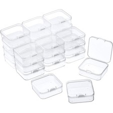 Small Clear Plastic Beads Storage Containers Box with Hinged Lid for Storage
