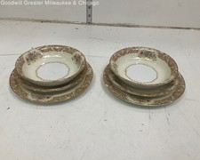 Vintage Noritake M Japan Brown & Cream Ceramic Dish Set of 6 Pieces