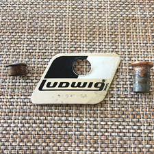1980s VINTAGE LUDWIG ROCKER BLACK  WHITE COLOR BADGE  GROMMET . MADE IN USA