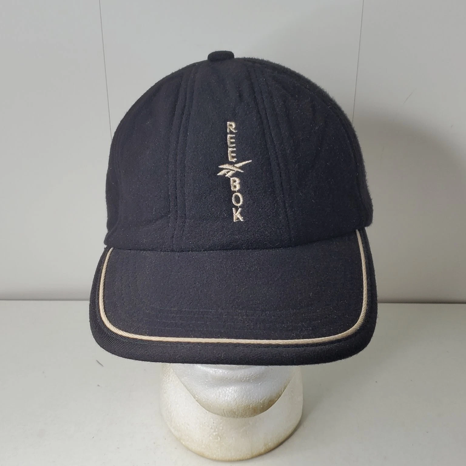 Reebok Hat Men's One Size Black Wool Blend Earflap Winter Strapback Baseball Cap