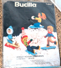 Bucilla Jeweled Holiday Ornaments Winter Kids' FELT KIT 48622 - Set of 4
