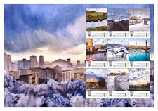 Unique Postal Sheet Ukrposhta Original Art Watercolor Landscape Ukrainian Artist