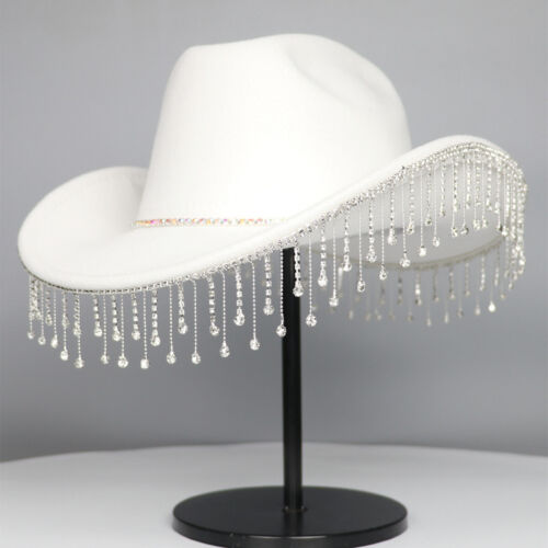 Fransenhut Kostüme Requisiten Halloween Western Cowboy Cowgirl Hut Glitzer Strass - Bild 3 von 12
