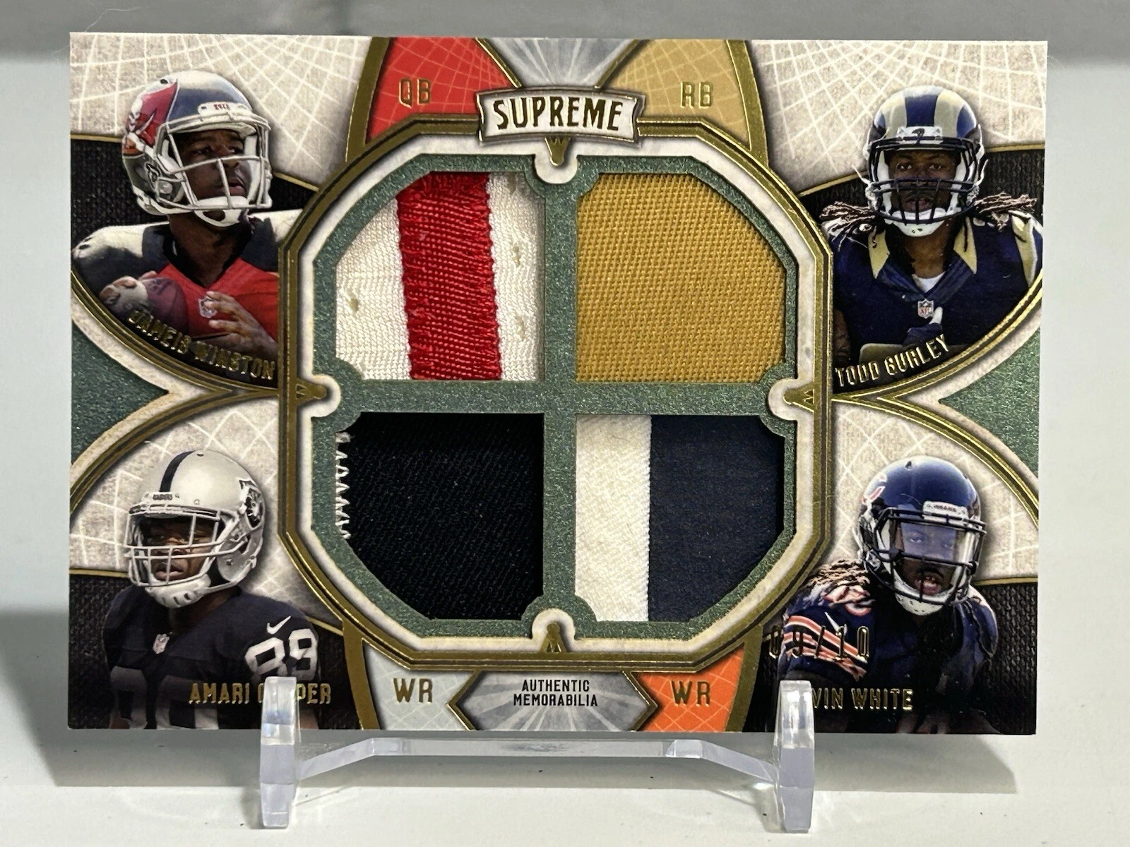 Patch quad Topps Supreme ROOKIE 9/10 2015 Jameis Winston, Gurley, Cooper, blanc