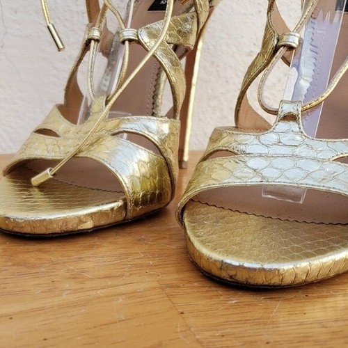 DSQUARED2 Gold Snake Embossed Strappy Sandals SIZE EU 40, USA 10 - Picture 10 of 12