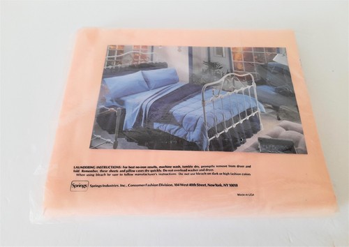 VTG Springmaid Twin Flat Sheet Combed Cotton Percale No Iron Luxury Pink/Peach - Picture 3 of 4