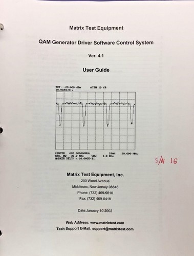 Matrix QAM Generator Driver Software Control System User Guide, Ver 4.1 - Bild 1 von 5