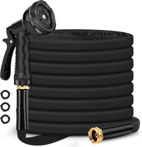 Garden Hose Non-Expanding 100ft, Flexible Garden Hose with 10 Function Hose Nozz