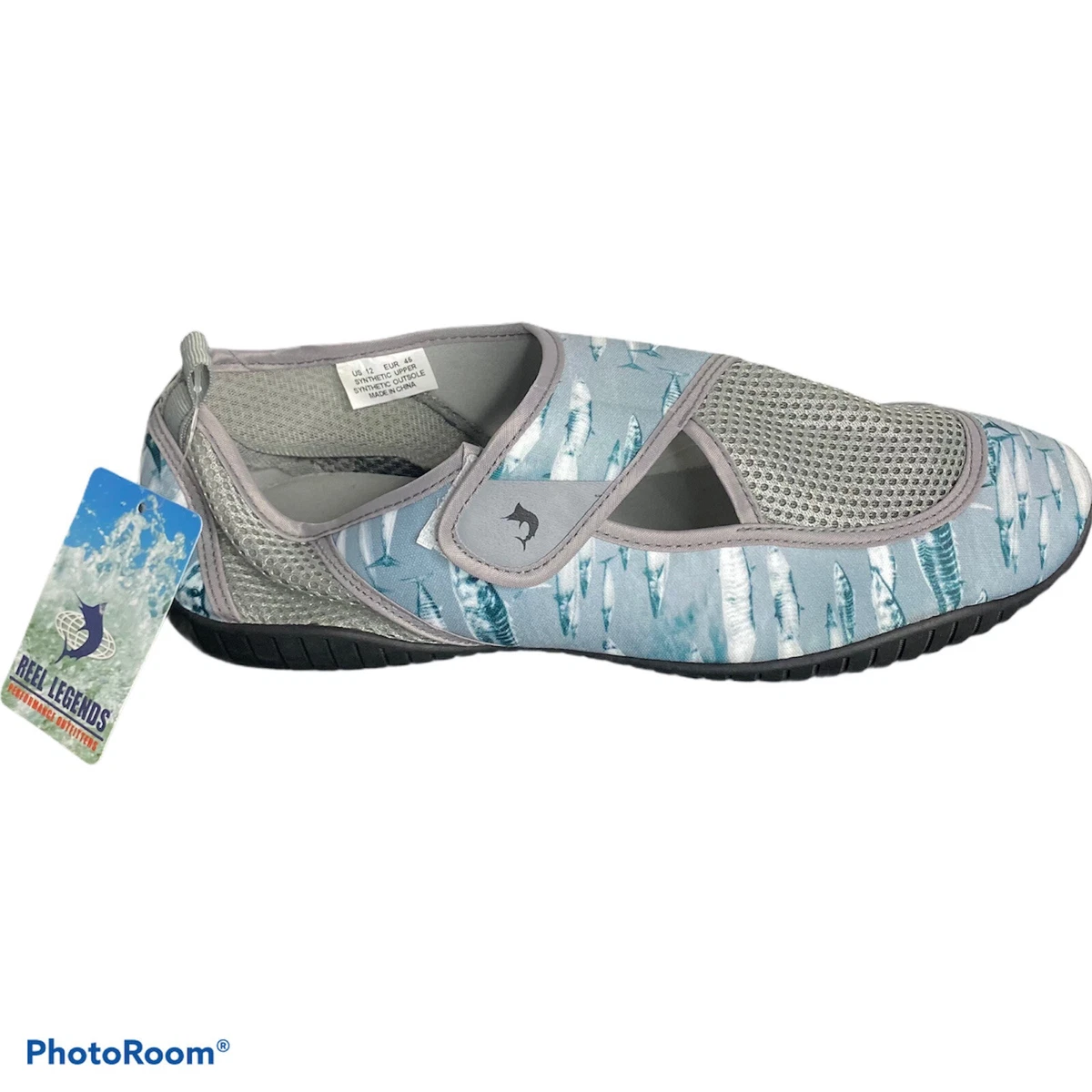 Reel Legends Water Shoes Men's Size 12 Marlin Slide On Boat Gray & Green NWT