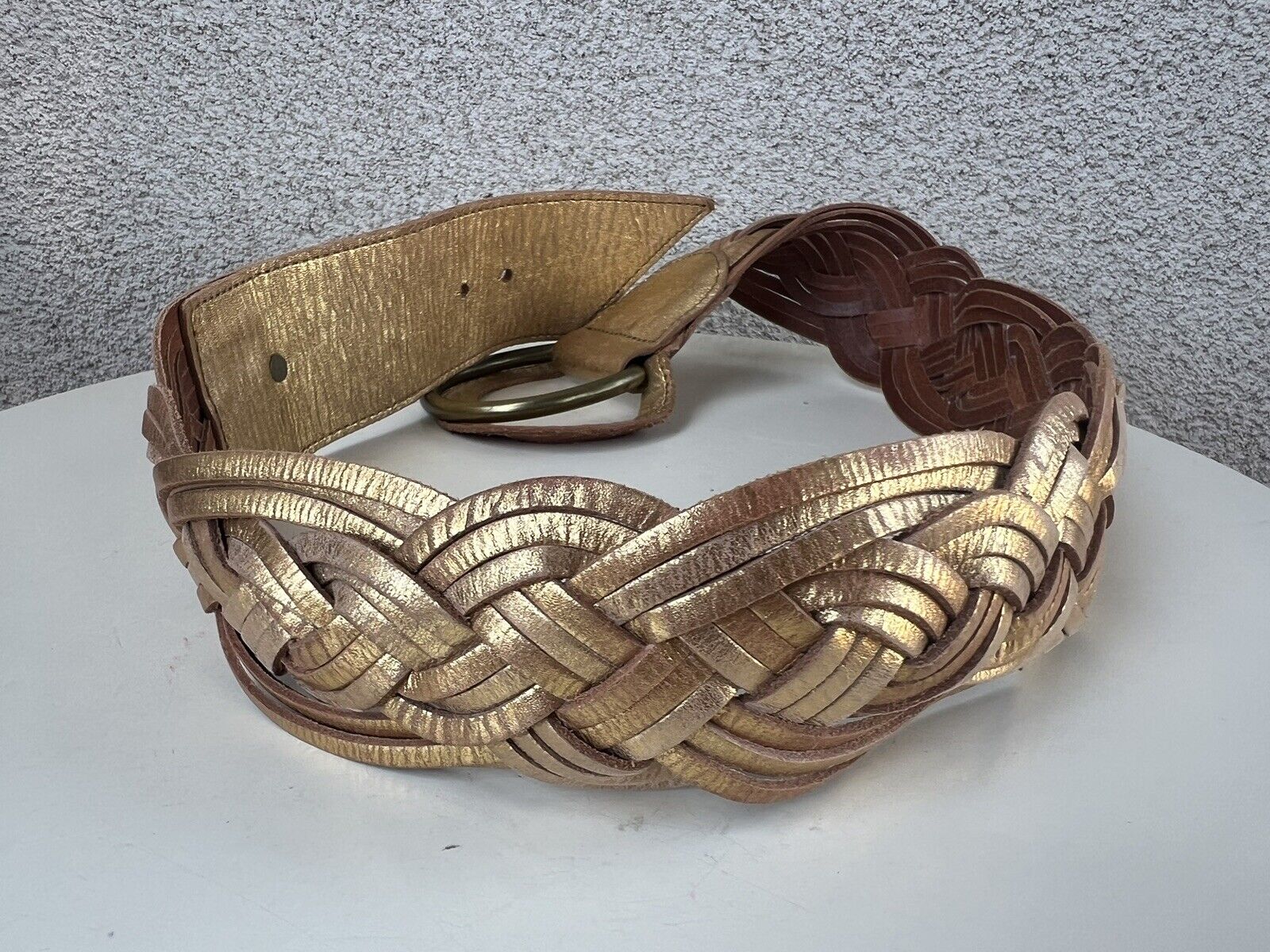 Vtg Belt Glam Gold Metallic Small By Linea Pelle … - image 11