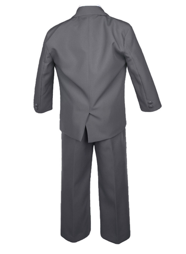 6pc Baby Toddler Boy Gray Formal Wedding Party Tuxedo Suit Fashion Tie S - small - Picture 2 of 2