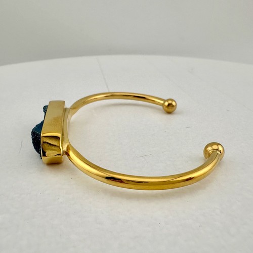 Denim Quartz Semi-Precious 18K Yellow Gold Ion Plated Bangle - NWT - Picture 6 of 10