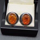 Large Studs Gift for Her Sterling Silver 925 Amber Stud Earrings