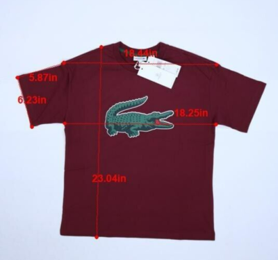 Lacoste Graphic Print Crocodile Cotton T-Shirt Maroon Short Sleeve