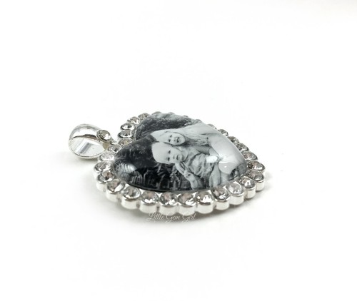 Personalized Custom Photo Rhinestone Heart Pendant Necklace in Silver or Gold - Picture 10 of 14