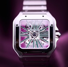 Cartier Santos de Skeleton GREEN | Complete with Box and Papers WHSA0028