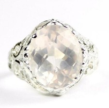 925 Sterling Silver Ladies Filigree Ring, Rose Quartz, SR114