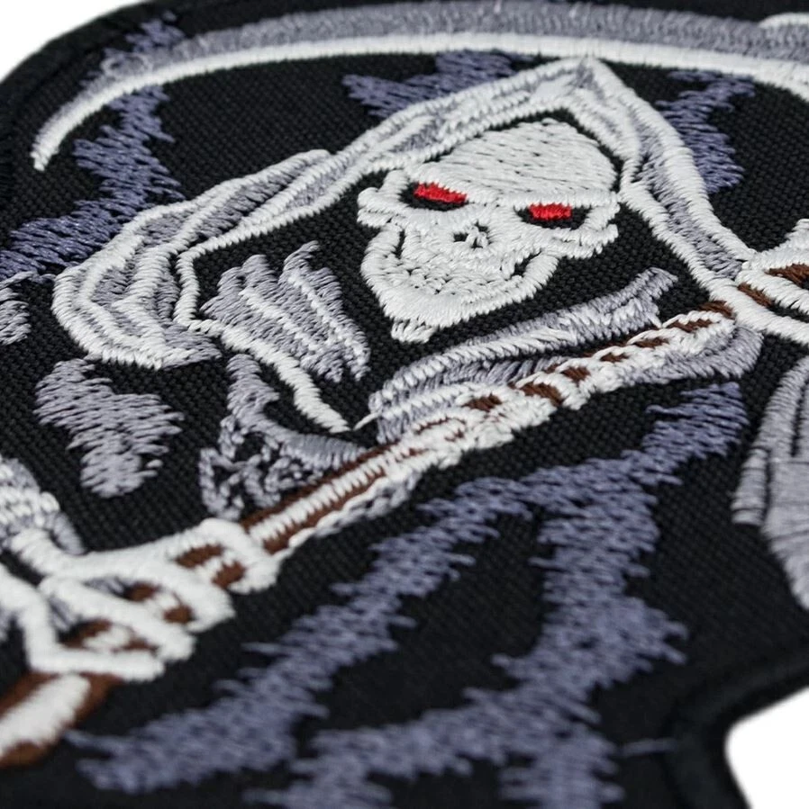 Grim Reaper Patch | Skull Skeleton Scythe Biker Gang Motorcycle Club Scary Logo - Image 2 of 2