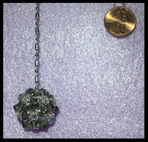 Handcrafted Disco Ball Ceiling Fan Pull Made W Swarovski Black Diamond Bicones - Picture 4 of 4