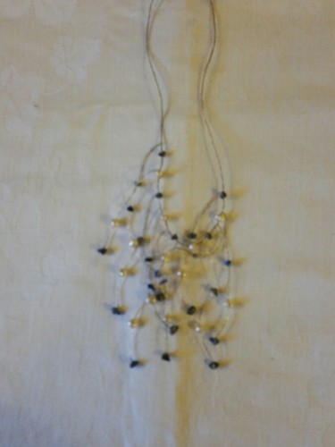 sterling silver choker style lavalier Hardstone agate and pearls - Picture 4 of 12
