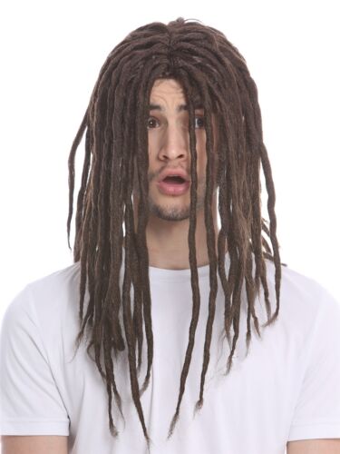 Parrucca Donna Uomo Carnevale Dreadlocks Rasta Reggae Rastafari Dread Braun - Foto 5 di 5