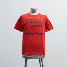 Vintage My Gun Never Slogan Graphic Shirt Screen Stars Made in USA Single Stitch