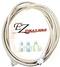 New - 3 Steel Braided Pressure Gauge Line Kit For Oil Water Fuel Gauges 72" Inch