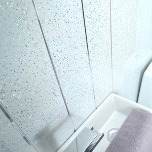 70 Platinum Ice White Sparkle Chrome Cladding Wall Bathroom