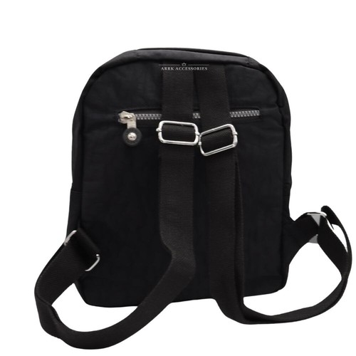 Schwarz Canvas Knitter Nylon Taschen Twin Top Zip Rucksack Schultasche Backpack - Bild 3 von 4