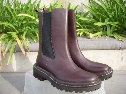Tory Burch BENTON Stiefel braun/schwarz Vachetta Kalbsleder Einlegesohle 9 3/4 Zoll Lg US8M - Bild 10 von 23