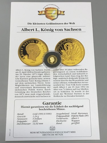 Las monedas de oro más pequeñas del mundo, oro 999 con certificado, SELECCIÓN (S1-8 - Imagen 32 de 45
