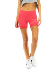 Vivian's Fashions Legging Shorts - Cotton, Lace Trim Junior/Junior Plus Sizes