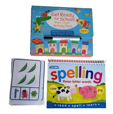 Usborne Get Ready For School Books Spelling Flip Chart Learning At Home 4+
