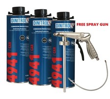 DINITROL 4941 UNDERBODY CHASSIS RUST PROOFING BLACK WAX 1 LITRE 3x + SPRAYGUN