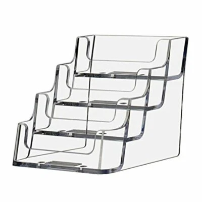 MSF New Acrylic Business Card Holders Desktop Dispensers Display Stand 4-Tier Holder