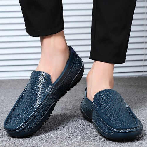 Summer Luxury Brand Men Casual Shoes Soft Genuine Leather Mens Loafers Moccasins - Picture 10 of 30