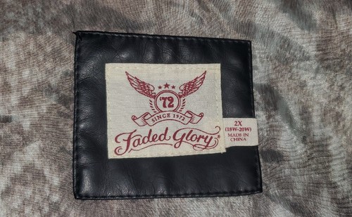 Faded Glory Solid Black Collarless Faux Leather Jacket Womens Size 2X (18W-20W) - Picture 19 of 22