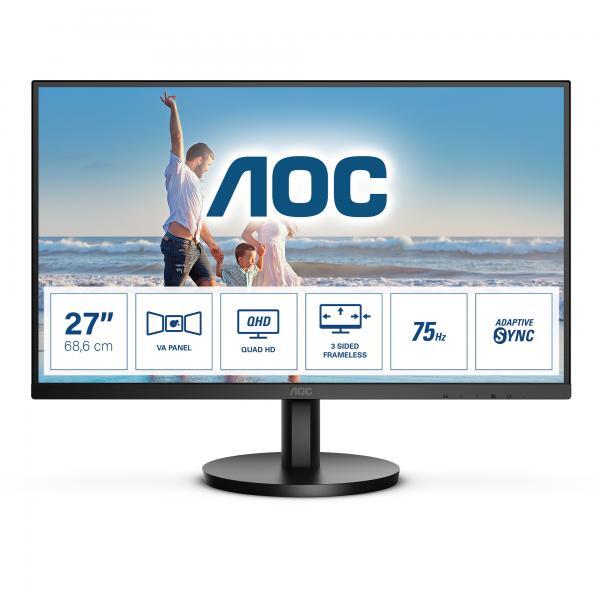 Monitor Aoc Q27b3ma 27" Led Quad Hd 75hz 4ms Adaptive Sync Wide Frameless Hdmi D