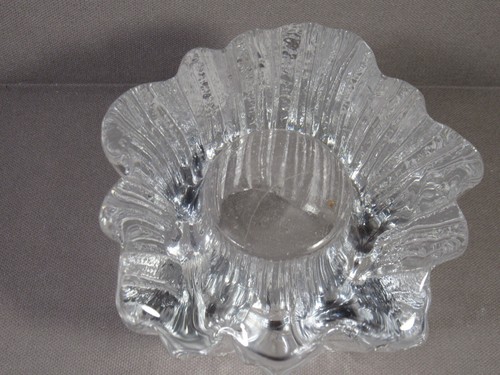 Swedish Nybro Candle Holder Clear Crystal Glass 3" x 4" Volcano Iceburg Design - Picture 6 of 6