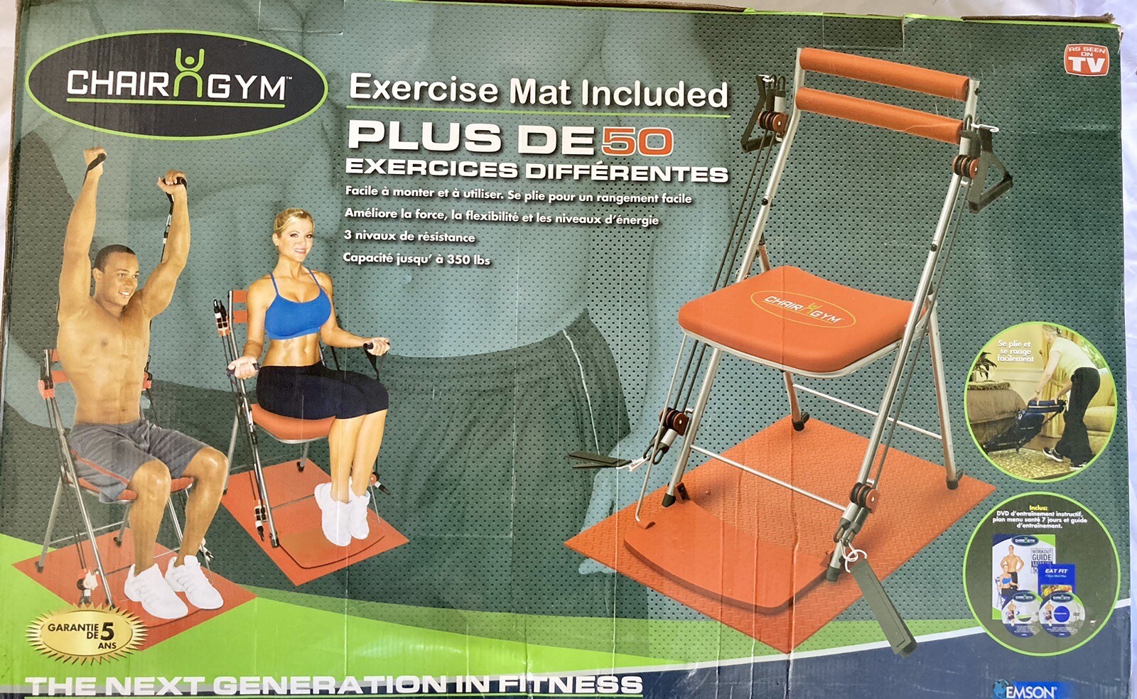 EMSON CHAIR GYM Total Body Workout 50+ Total Body Exercises BNIB “NO