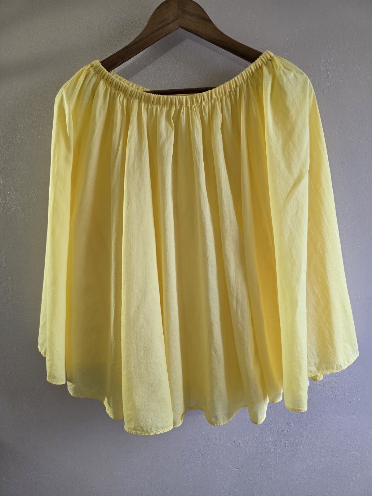 Women's London Jean Size Medium Layered Yellow 100% Cotton Elastic Waist Skirt