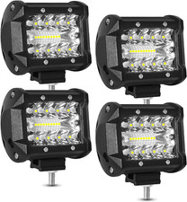 LED Pods, 4 Inch 60W LED Light Bar, 4PCS Spot Flood Combo off Road Light Triple