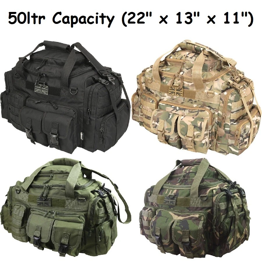 KombatUK MOLLE Multi Zip Pockets Shoulder Strap & Carry Handle Bag Saxon Holdall - Image 3 of 4