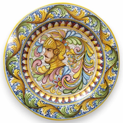 Assiette Ornement Rabat en Céramique Caltagirone Ø 55 CM Ca. Décor Buste Pelle A - Photo 1 sur 7