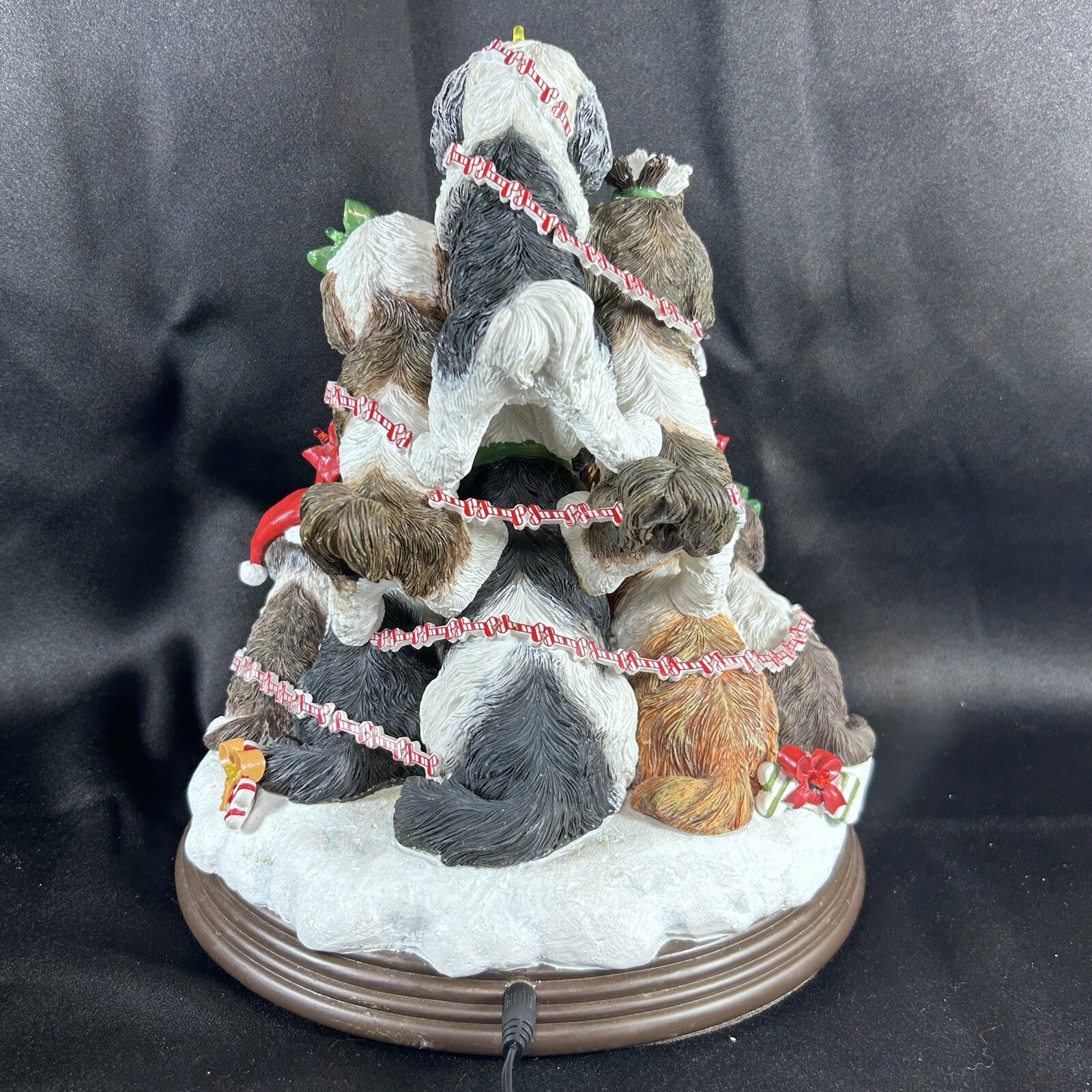 Vtg 2001 RARE DANBURY MINT Shih Tzu Family Illuminated Christmas Tree