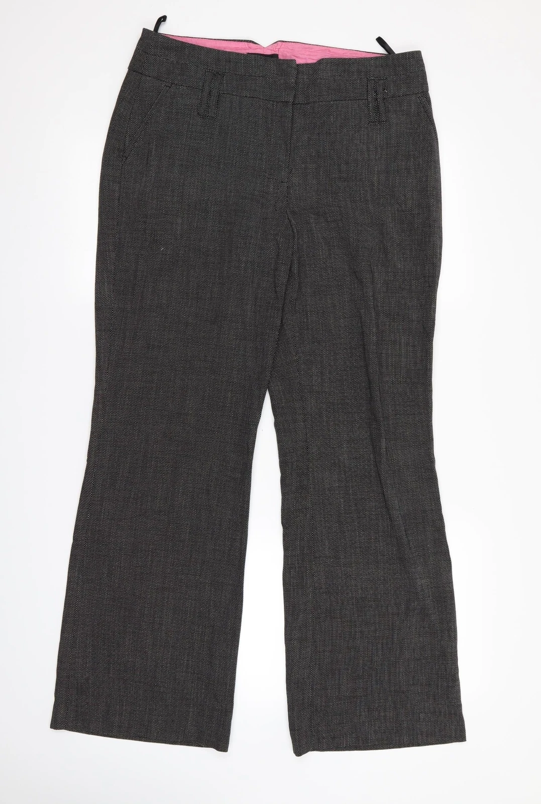 NEXT Womens Black Paisley Cotton Blend Rain Trousers Size 14 L26 in