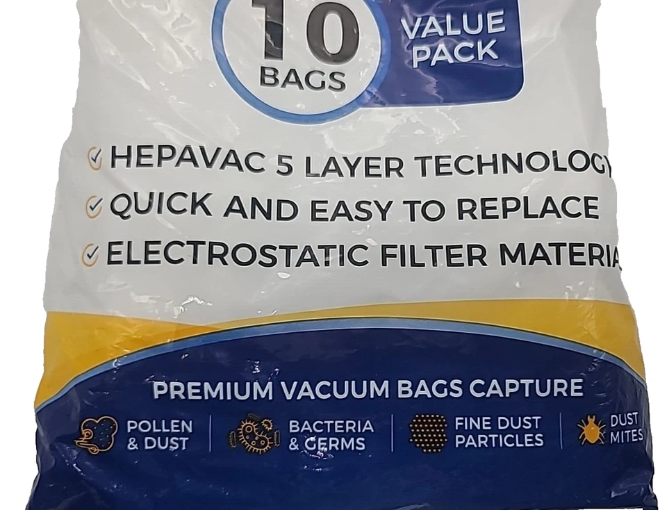 10 PACK!! Type O Premium Vacuum Bags HEPA Cloth for Kenmore 53294 Upright - Image 4 of 4